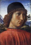 Domenico Ghirlandaio Portrait of a young man in red oil painting artist